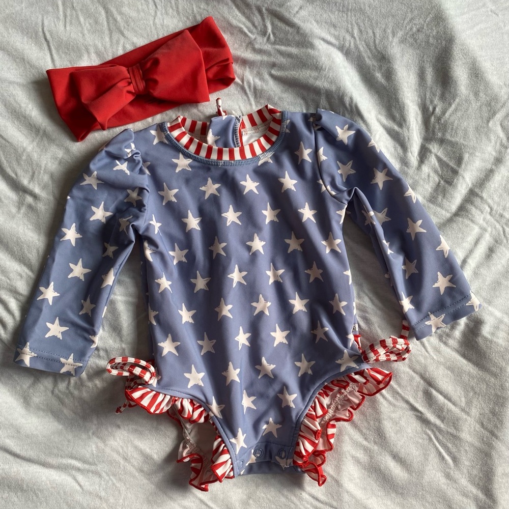 Caden lane swim suit and matching swim bow!